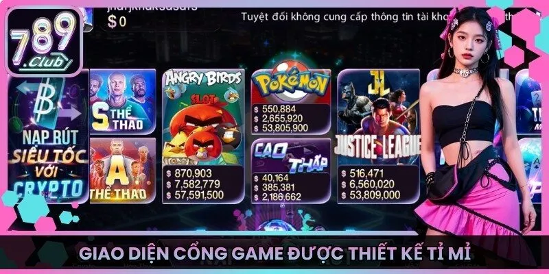Giao diện cổng game được thiết kế tỉ mỉ